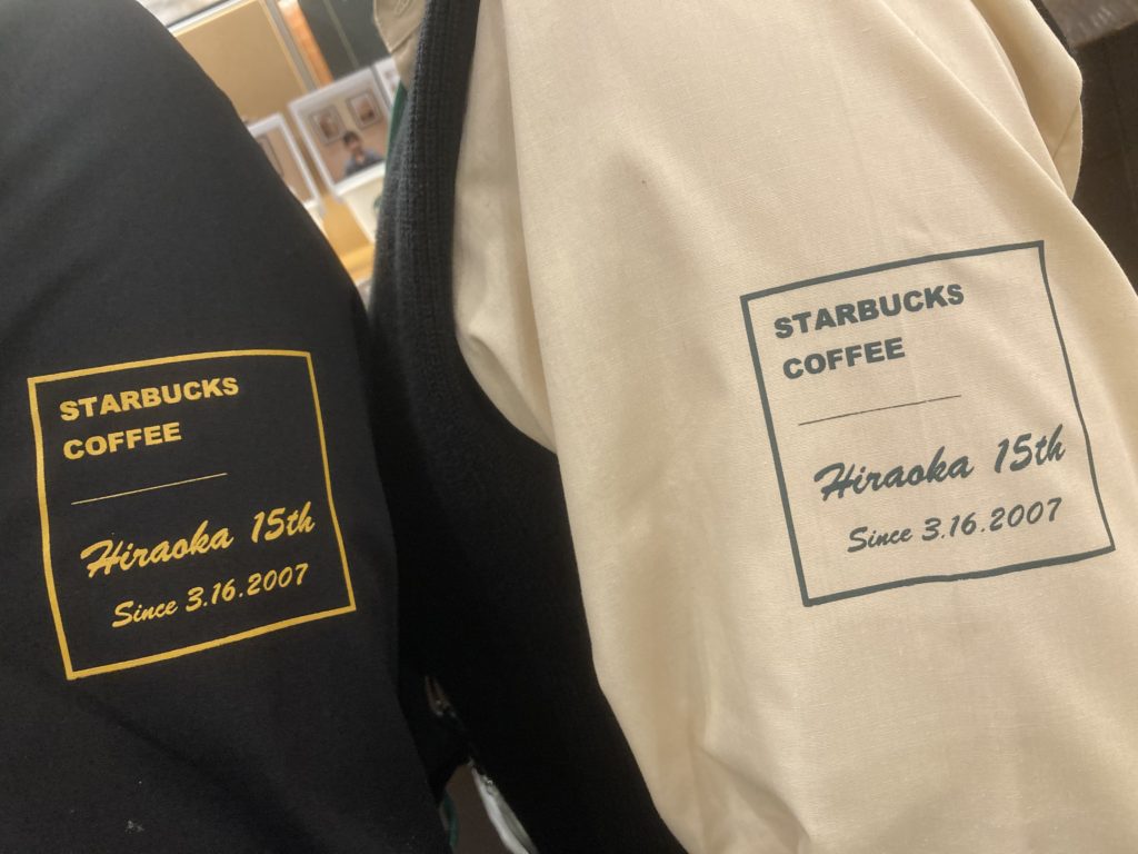 スターバックスコーヒージャパン様 周年記念シャツの袖へのプリント